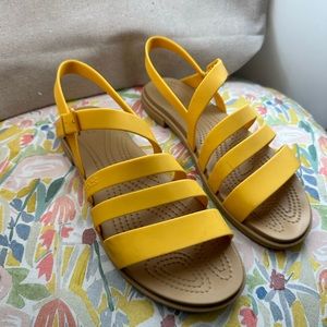 Yellow Crocs Strappy Sandals 9